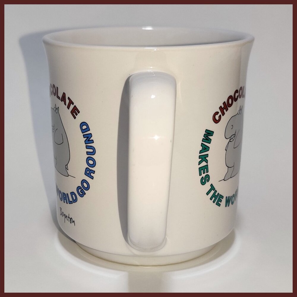 Vintage 1980s Sandra Boynton 'CHOCOLATE MAKES THE WORLD GO ROUND' Hippo Mug - Picture 2 of 6